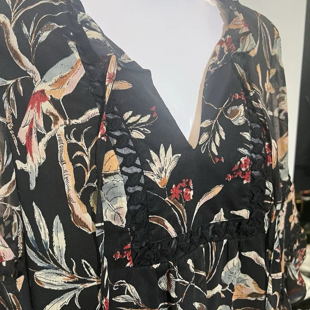 Anthropologie Maeve Odette Floral Peasant Blouse Size XS Bell Sleeves Lined - Picture 10 of 13